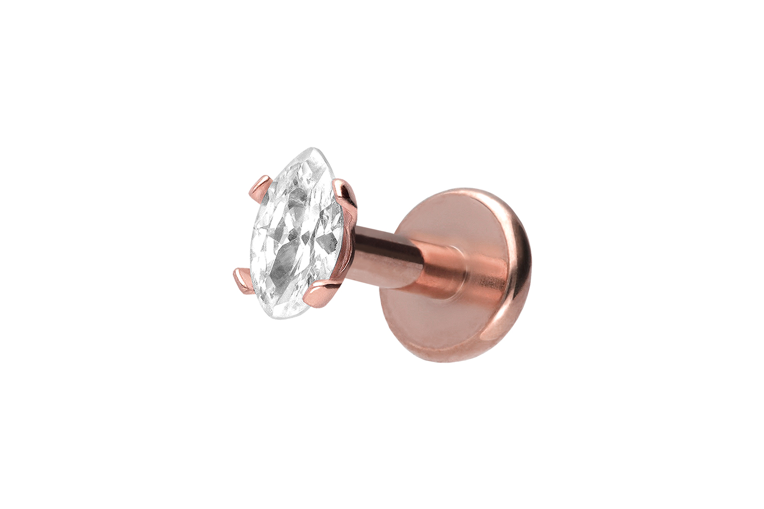 Titan Labret Piercing mit Innengewinde EINGEFASSTER KRISTALLTROPFEN